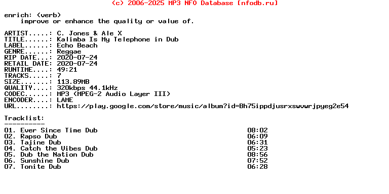 C._Jones_And_Ale_X-Kalimba_Is_My_Telephone_In_Dub-WEB-2020