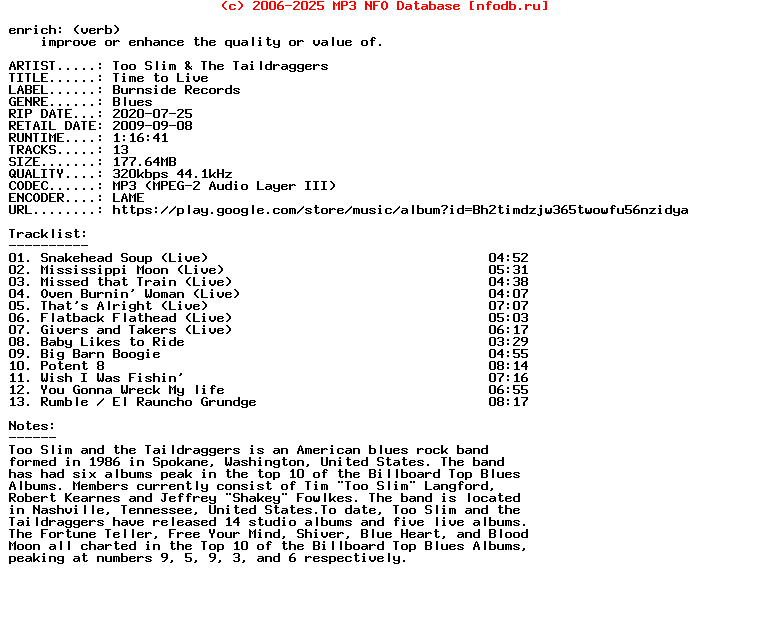 Too_Slim_And_The_Taildraggers-Time_To_Live-WEB-2009