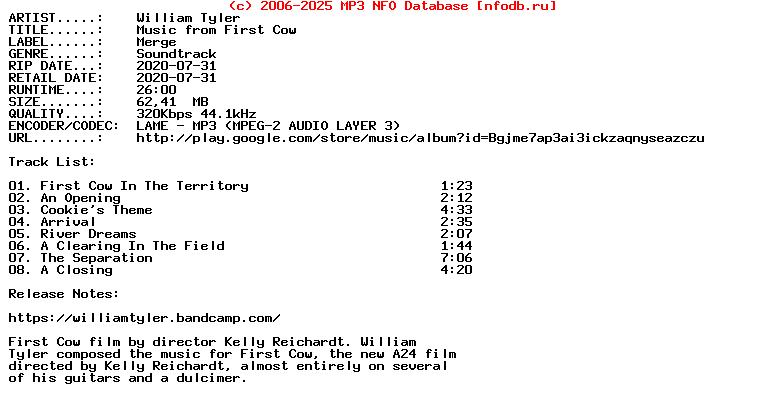 William_Tyler-Music_From_First_Cow-Ost-2020