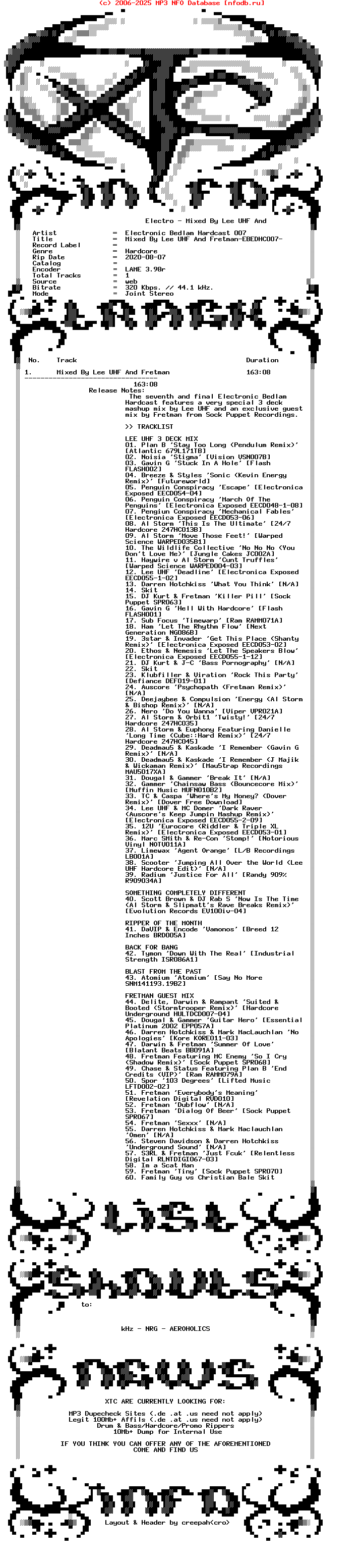 Electronic_Bedlam_Hardcast_007-Mixed_By_Lee_Uhf_And_Fretman-Ebedhc007-2010-XTC