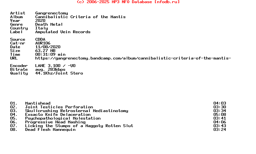Gangrenectomy-Cannibalistic_Criteria_Of_The_Mantis-CD-2020
