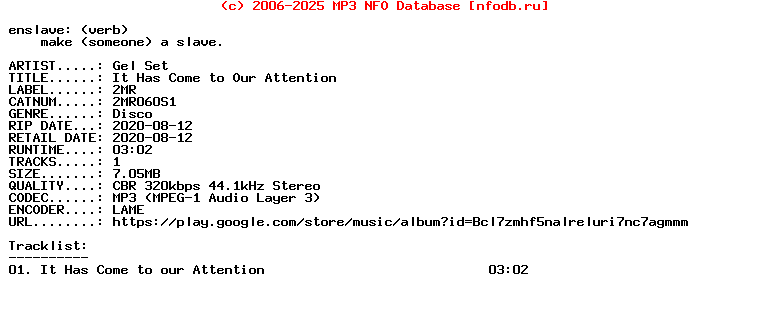 Gel_Set-It_Has_Come_To_Our_Attention-(2MR060S1)-Single-WEB-2020