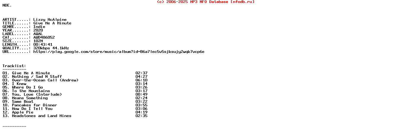 Lizzy_Mcalpine-Give_Me_A_Minute-WEB-2020