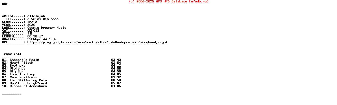 Allelujah-A_Quiet_Violence-WEB-2020
