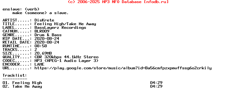Diskrete-Feeling_High__Take_Me_Away-(BLR009)-WEB-2020