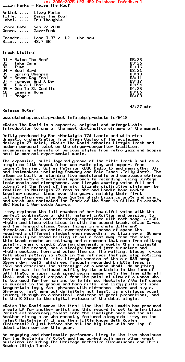 Lizzy_Parks-Raise_The_Roof-(TRUCD169)-2008
