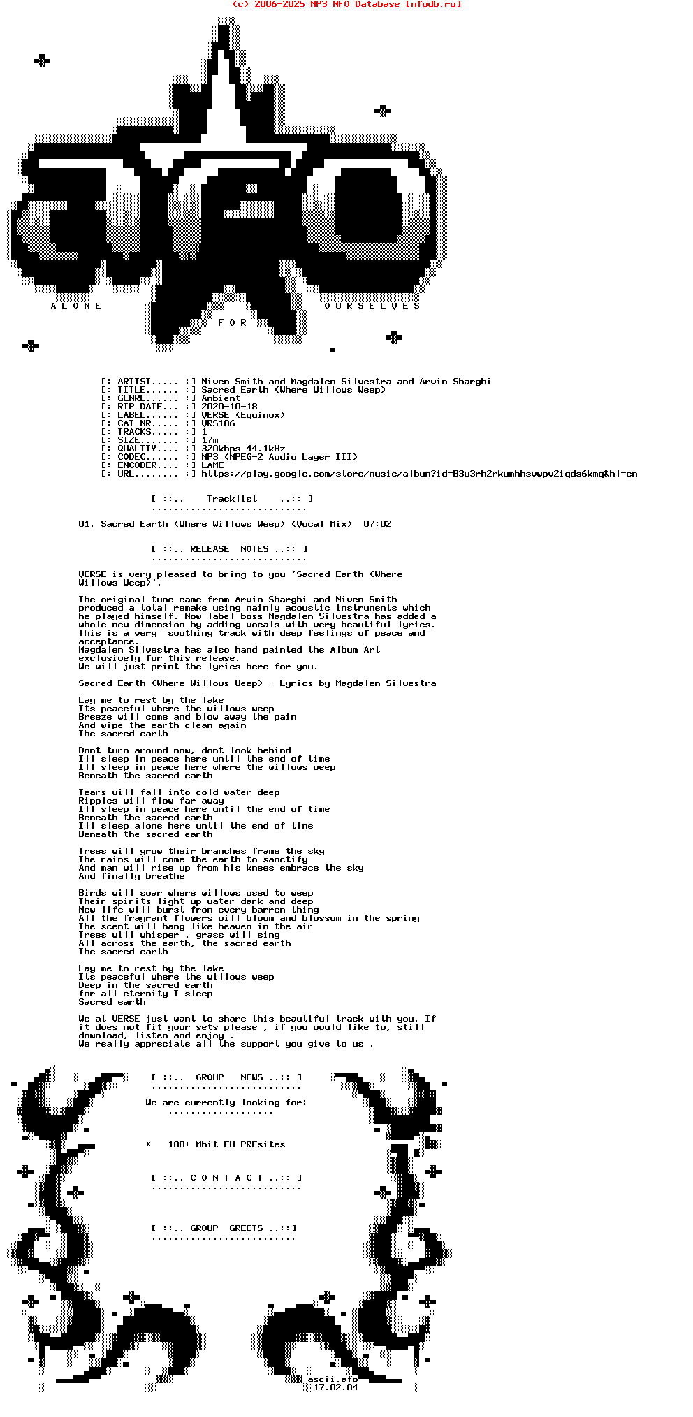 Niven_Smith_And_Magdalen_Silvestra_And_Arvin_Sharghi-Sacred_Earth_(WHERE_WILLOWS_WEEP)-(VRS106)-Single-WEB-2020