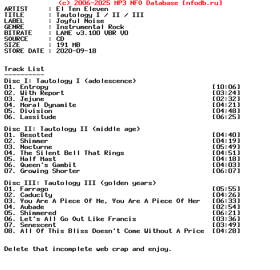 El_Ten_Eleven-Tautology_I_Ii_Iii-3CD-2020