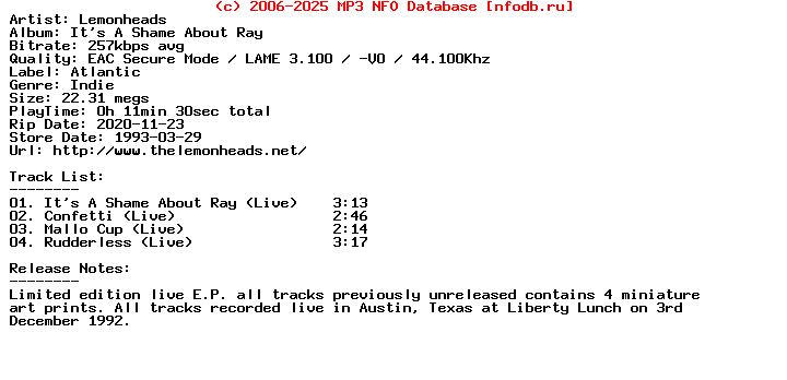 Lemonheads-Its_A_Shame_About_Ray-(EP)-1993