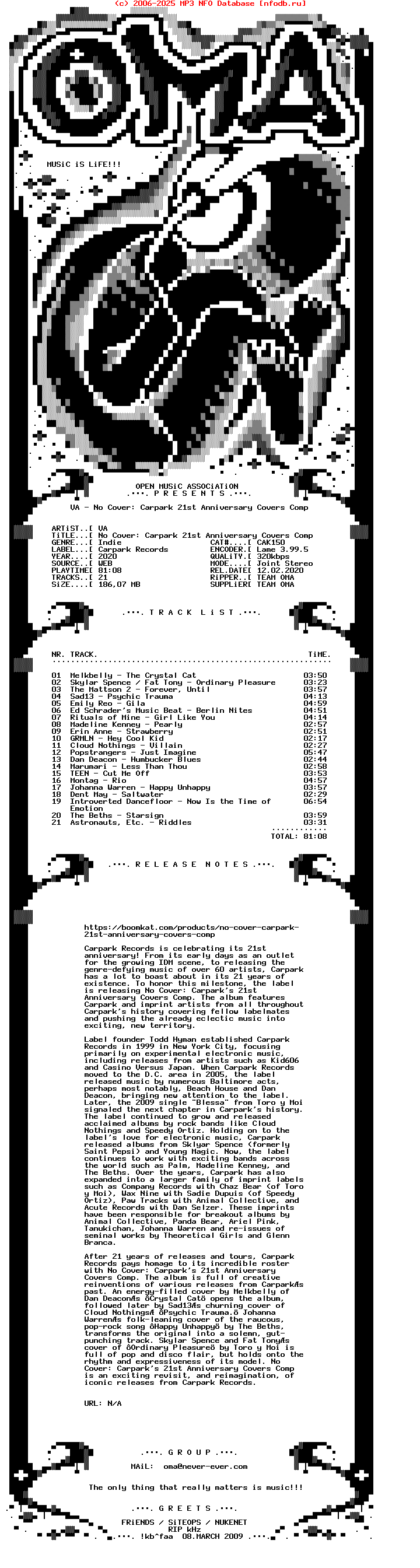 VA-No_Cover_Carpark_21St_Anniversary_Covers_Comp-(CAK150)-WEB-2020-OMA