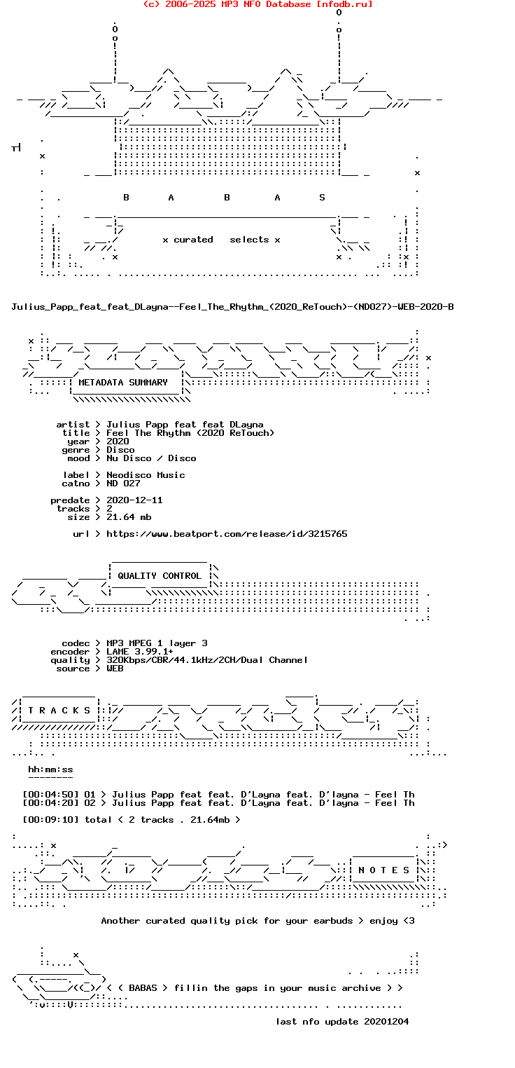 Julius_Papp_Feat_Feat_Dlayna--Feel_The_Rhythm_(2020_RETOUCH)-(ND027)-WEB-2020-BABAS