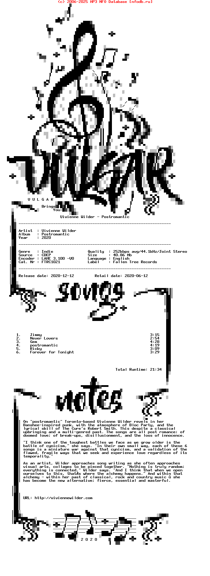 Vivienne_Wilder-Postromantic-(FTRC1021)-CDEP-2020