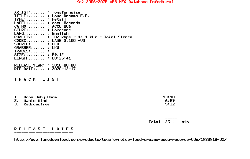 Toysfornoise-Loud_Dreams_E.P.-(ACCU_006)-WEB-2010