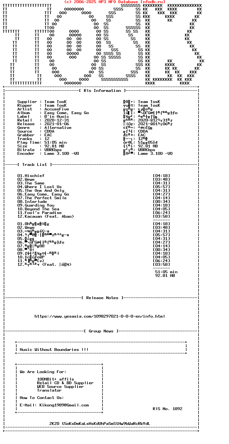 Accusefive-Easy_Come_Easy_Go-Cn-2020-TosK