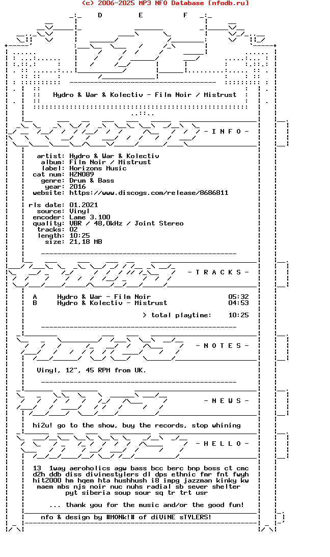 Hydro_And_War_And_Kolectiv-Film_Noir_Mistrust-(HZN089)-Vinyl-2016