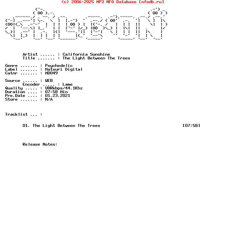California_Sunshine-The_Light_Between_The_Trees-Single-WEB-2020-Falcon_Int