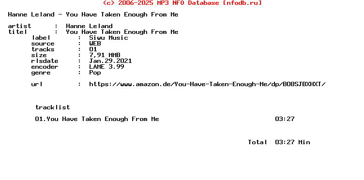 Hanne_Leland_-_You_Have_Taken_Enough_From_Me-Single-WEB-2021