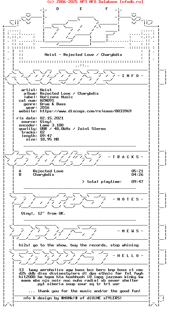Heist-Rejected_Love_Charybdis-(HZN091)-Vinyl-2016