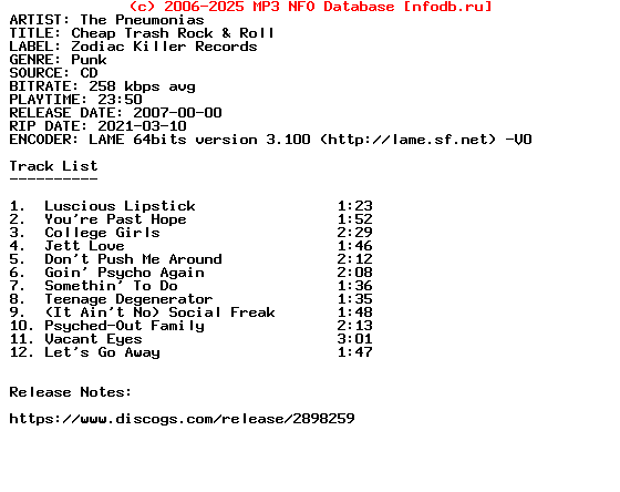 The_Pneumonias-Cheap_Trash_Rock_And_Roll-2007