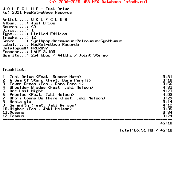W_O_L_F_C_L_U_B-Just_Drive-Limited_Edition-CD-2021