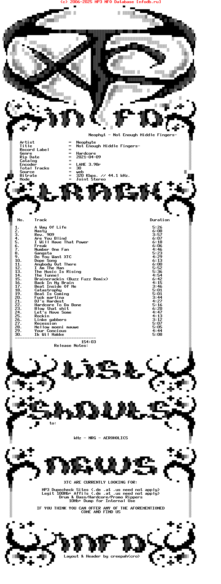 Neophyte-Not_Enough_Middle_Fingers-1999-XTC