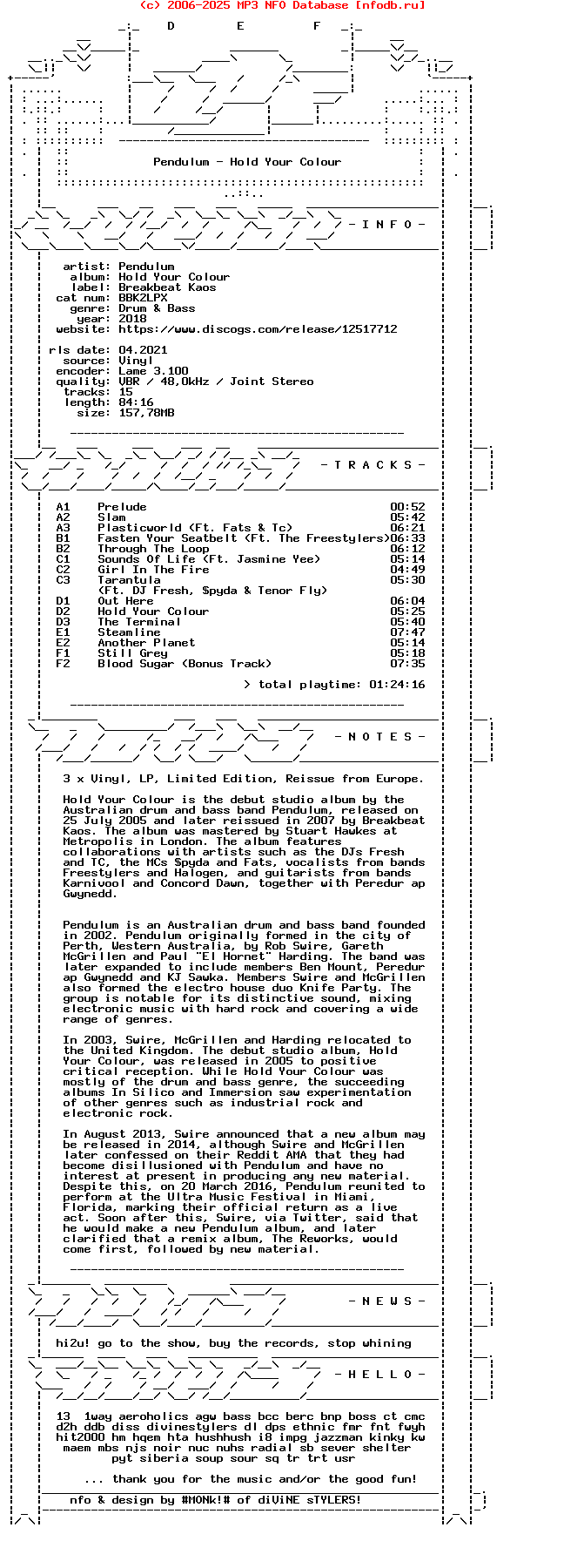 Pendulum-Hold_Your_Colour-(BBK2LPX)-Limited_Edition_Reissue-3Lp-2018