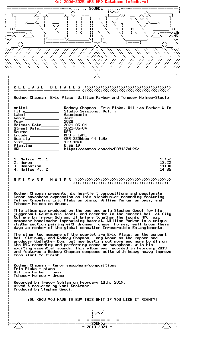 Rodney_Chapman__Eric_Plaks__William_Parker_And_Tcheser_Holmes-Studio_Sessions__Vol._7-WEB-2020-Snz