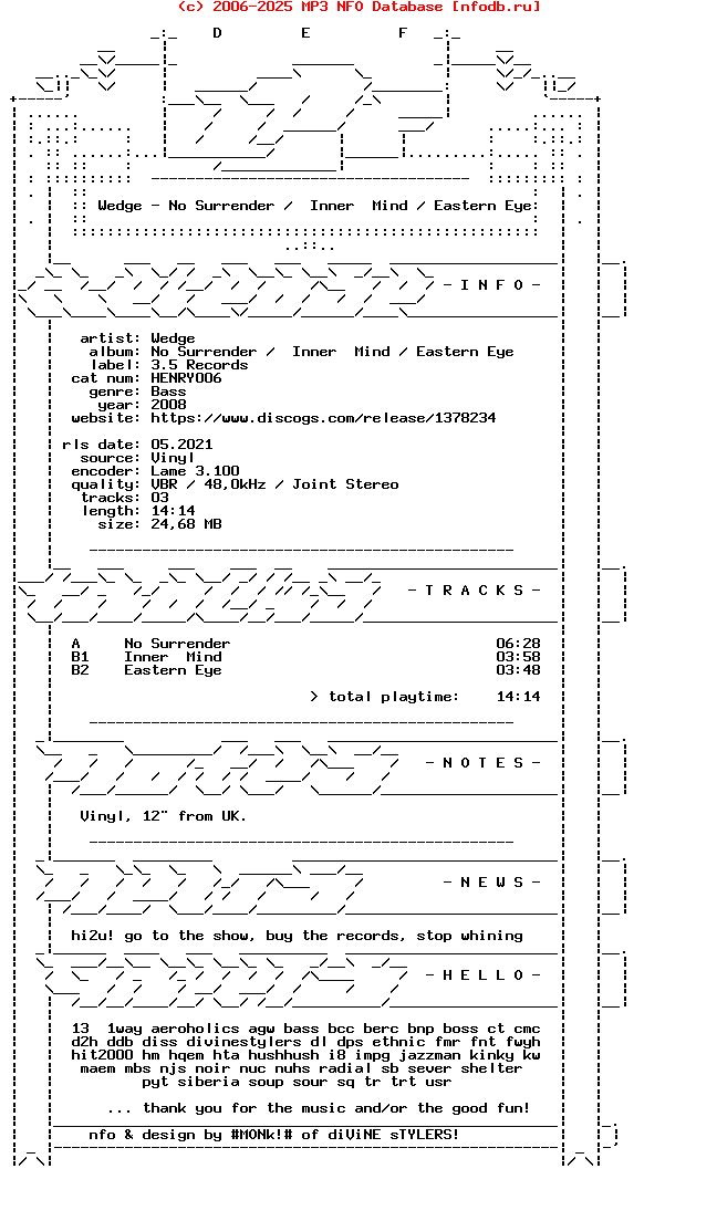 Wedge-No_Surrender_Inner_Mind_Eastern_Eye-(HENRY006)-Vinyl-2008