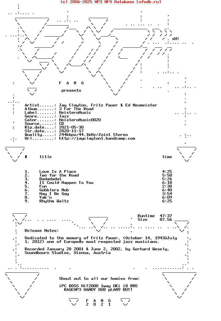 Jay_Clayton_Fritz_Pauer_And_Ed_Neumeister-3_For_The_Road-(MEISTEROMUSIC0020)-CD-2020