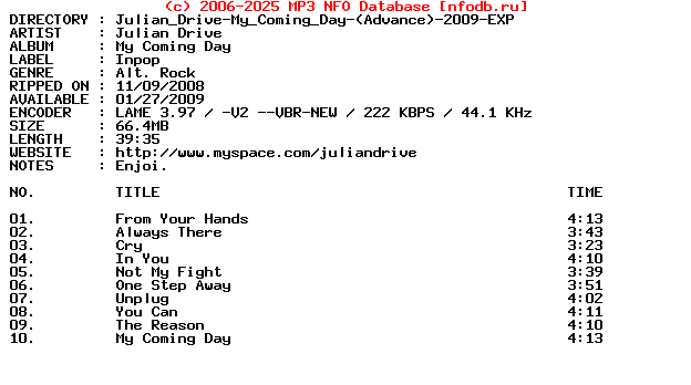 Julian_Drive-My_Coming_Day-(ADVANCE)-2009-EXP