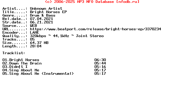 Unknown_Artist-Bright_Horses_Ep-(KENDRICK002)-WEB-2021