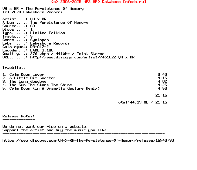 Vh_X_Rr-The_Persistence_Of_Memory-Limited_Edition-CD-2020