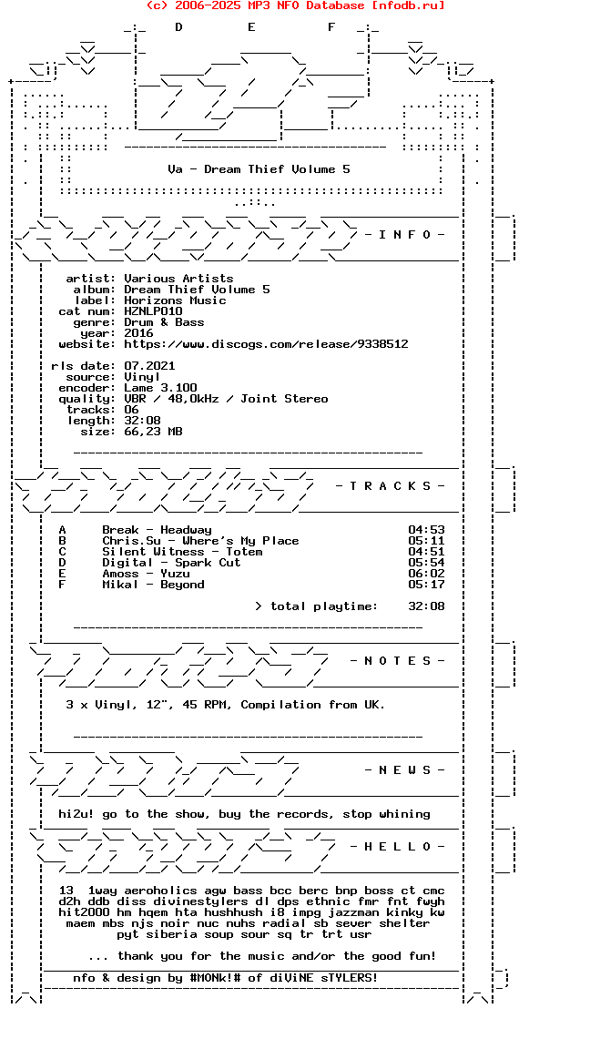 VA-Dream_Thief_Volume_5-(HZNLP010)-3Vinyl-2016