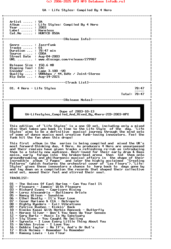 VA-Life_Styles_Compiled_By_4_Hero-(HURTCD050A)-CD-2003