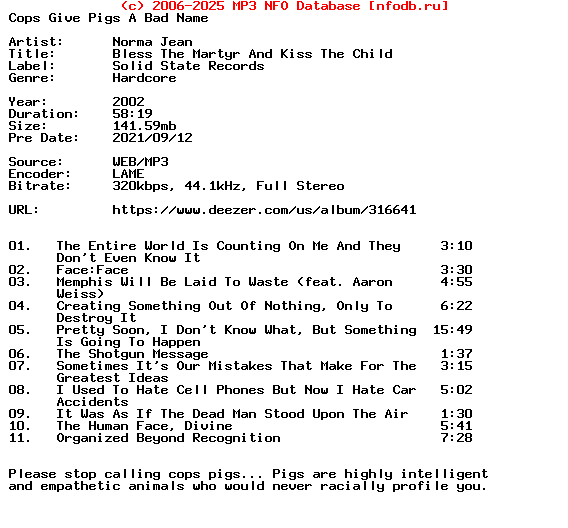 Norma_Jean-Bless_The_Martyr_And_Kiss_The_Child-WEB-2002