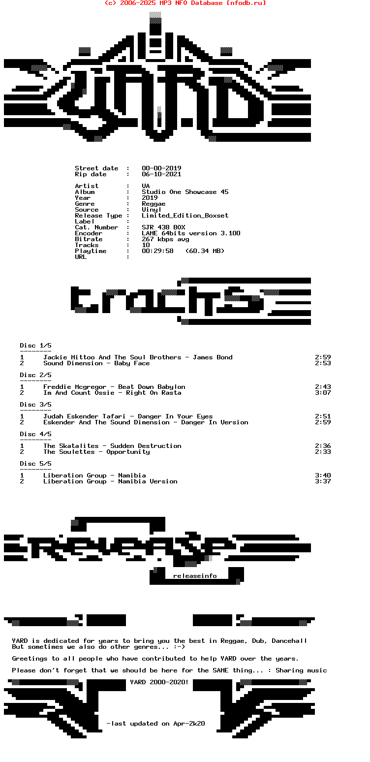 VA-Studio_One_Showcase_45-(SJR_438_BOX)-Limited_Edition_Boxset-5Vinyl-2019-YARD