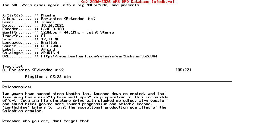 Khomha-Eartshine_(EXTENDED_MIX)-(ARMD1614)-Single-WEB-2021