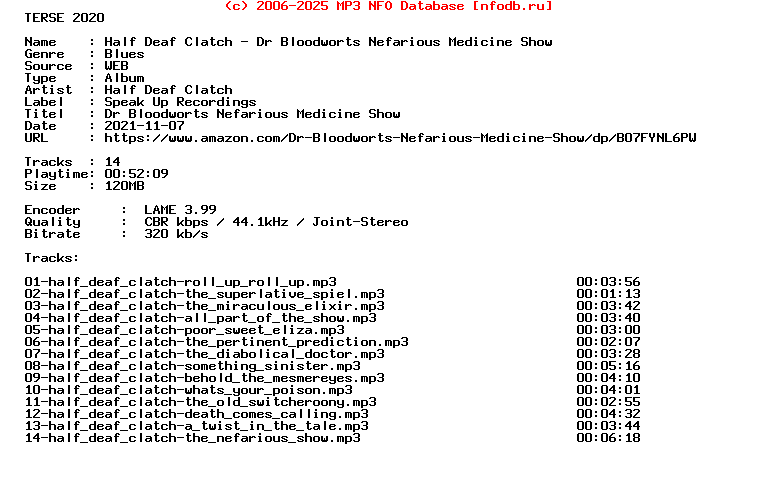 Half_Deaf_Clatch-Dr_Bloodworts_Nefarious_Medicine_Show-WEB-2018-Terse