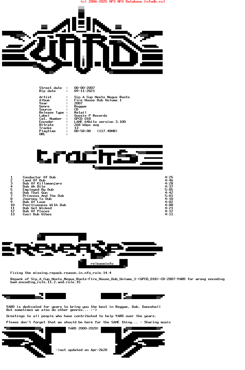 Sip_A_Cup_Meets_Negus_Roots-Fire_House_Dub_Volume_1-(GPCD_018)-Nfofix-REPACK-CD-2007