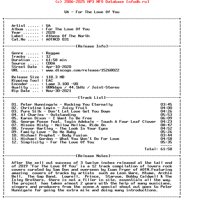 VA-For_The_Love_Of_You-(AOTNCD031)-CD-2020