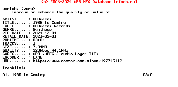 808Weeds-1985_Is_Coming-Single-WEB-2021