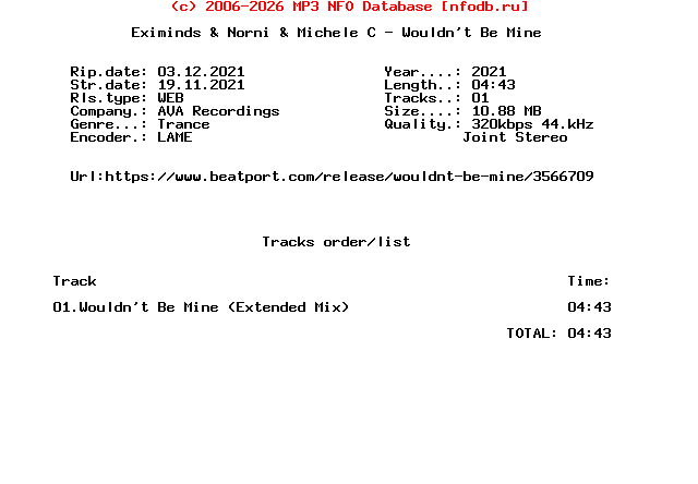 Eximinds_And_Norni_And_Michele_C_-_Wouldnt_Be_Mine-(AVA388)-Single-WEB-2021