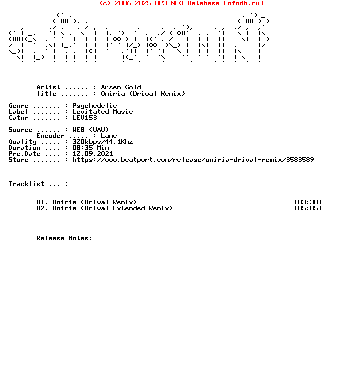 Arsen_Gold-Oniria_Drival_Remix-(LEV153)-WEB-2021-FALCON