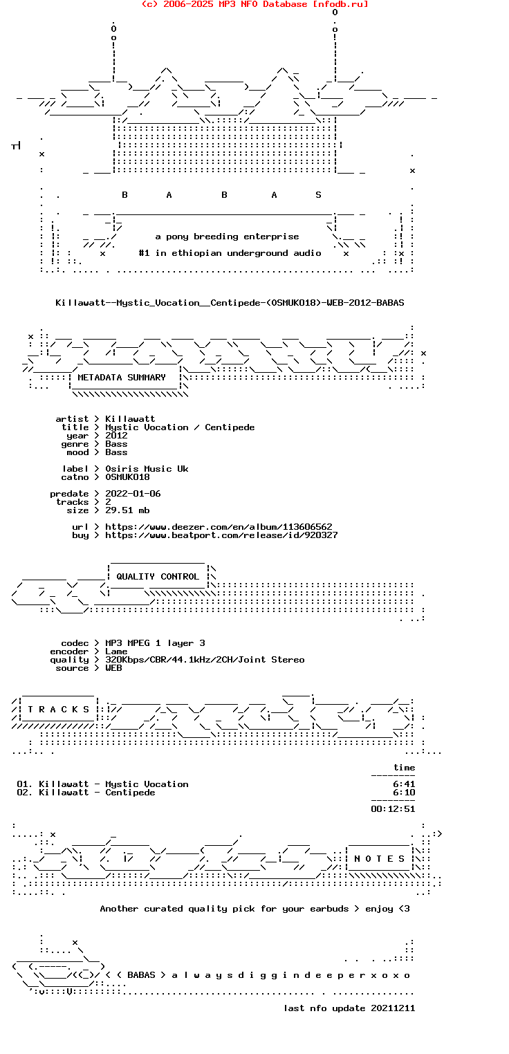 Killawatt--Mystic_Vocation__Centipede-(OSMUK018)-WEB-2012-BABAS