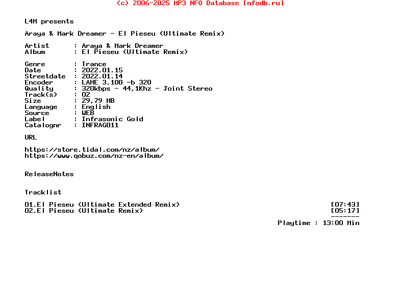 Araya_And_Mark_Dreamer_-_El_Pieseu_(ULTIMATE_REMIX)-(INFRAG011)-WEB-2022