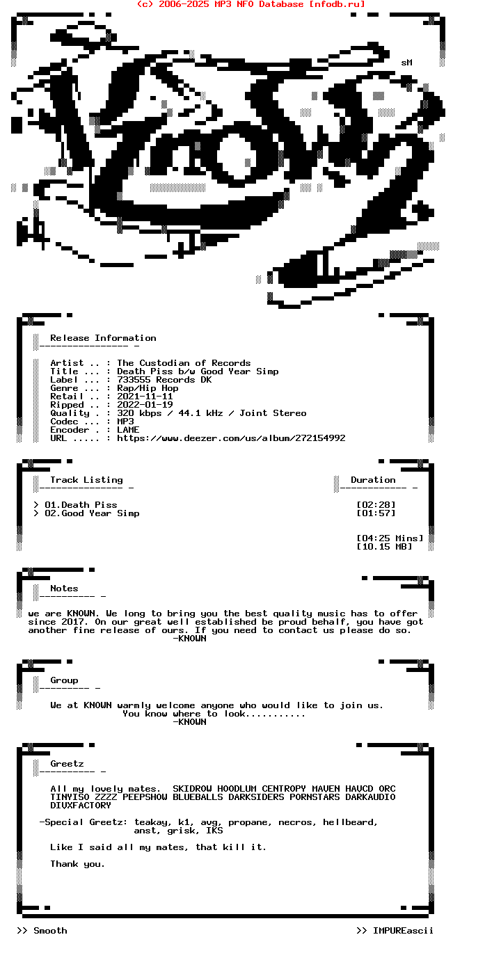 The_Custodian_Of_Records-Death_Piss_Bw_Good_Year_Simp-Single-WEB-2021