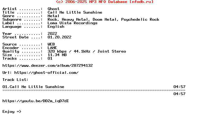 Ghost-Call_Me_Little_Sunshine-Single-WEB-2022