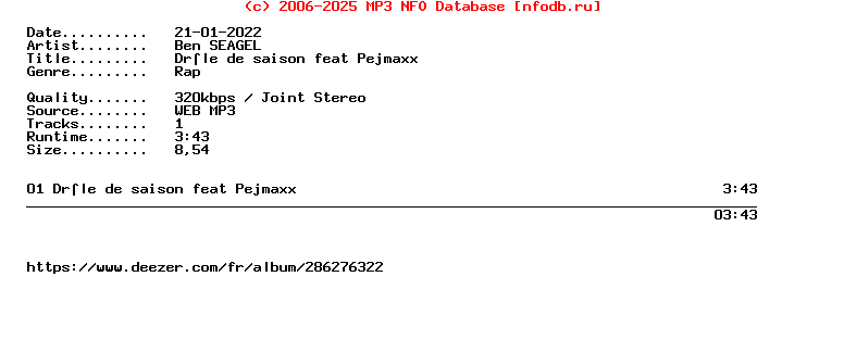Ben_Seagel-Drole_De_Saison_Feat_Pejmaxx-Single-WEB-FR-2022