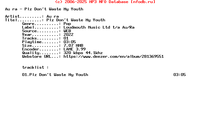 Au_Ra_-_Plz_Dont_Waste_My_Youth-Single-WEB-2022