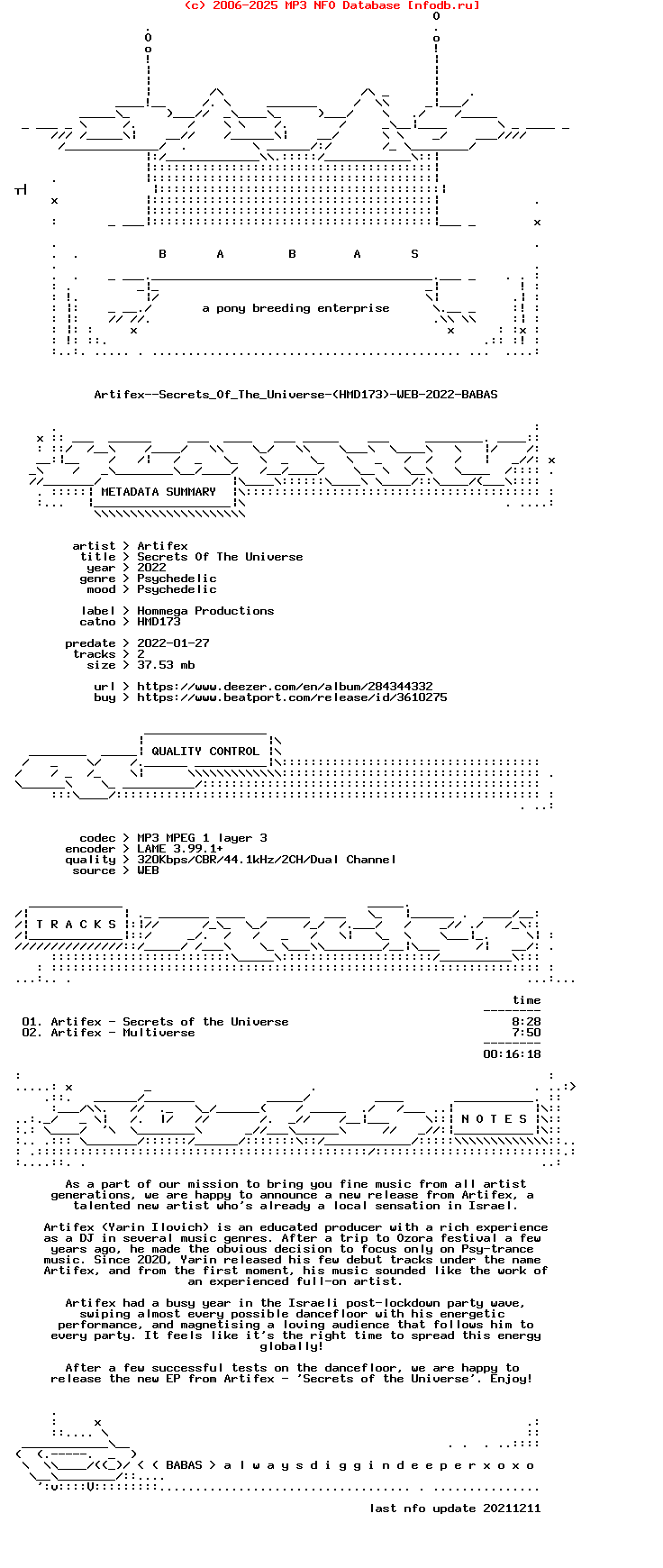 Artifex--Secrets_Of_The_Universe-(HMD173)-WEB-2022-BABAS
